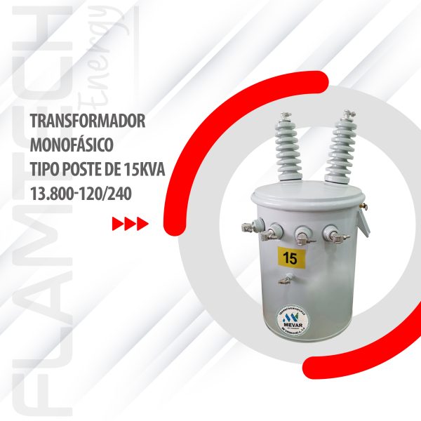 Transformador Monofásico Tipo Poste de 15kVA 13.800-120/240